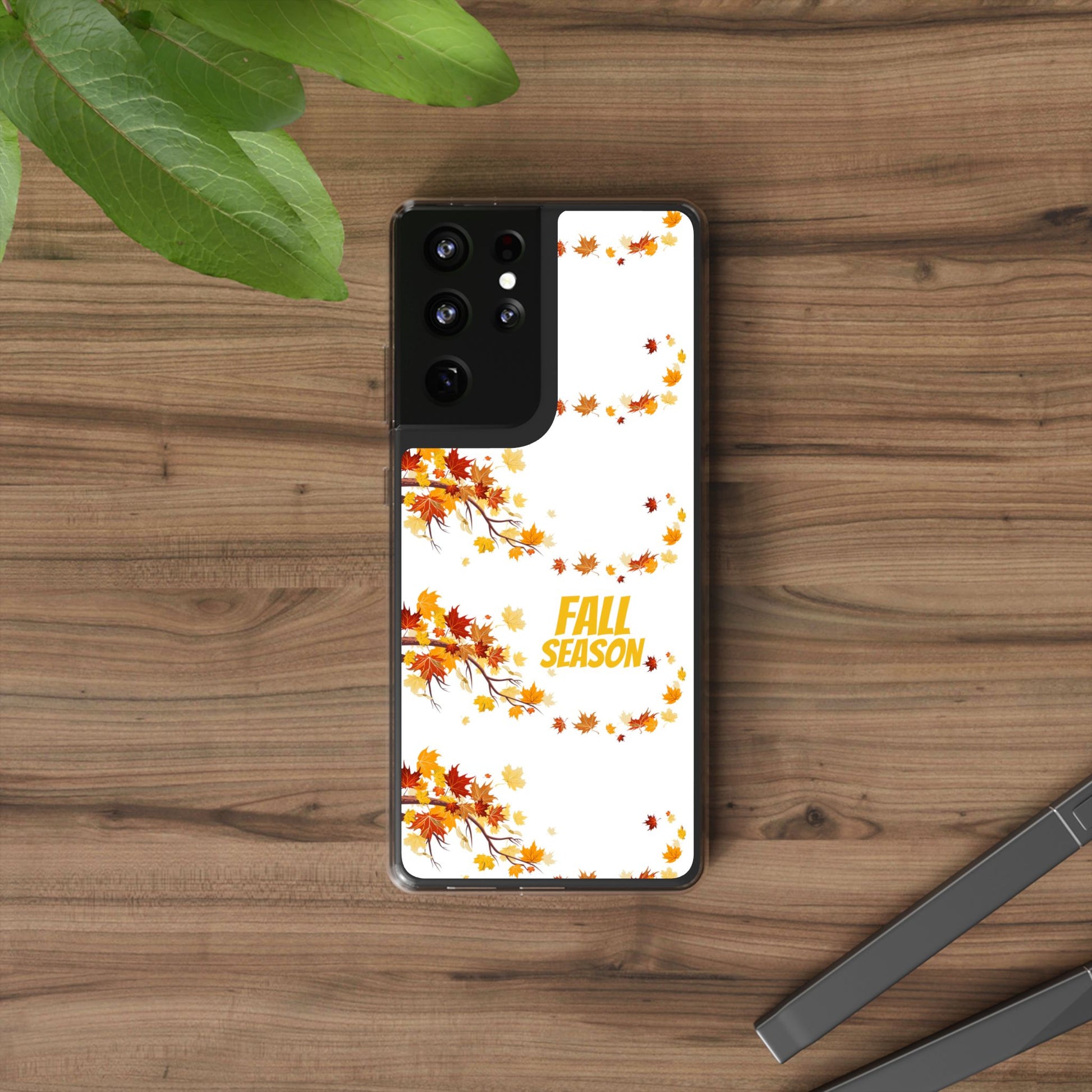 Autumn-Themed Clear Phone Case, Fall Season iPhone Cover, Transparent Case image 0