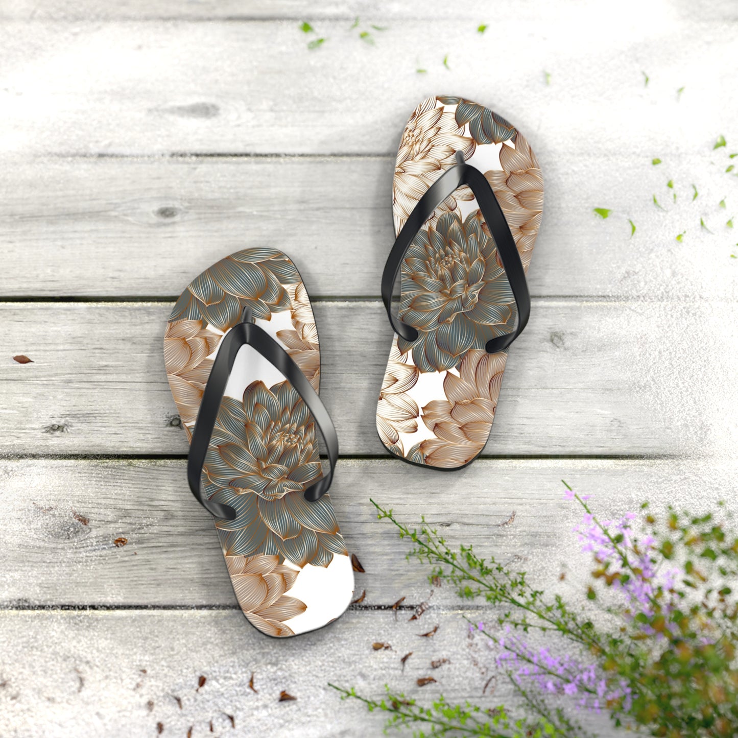 Floral-Inspired Flip Flops, Summer Sandals, Vacation Footwear, Casual Slippers image 5