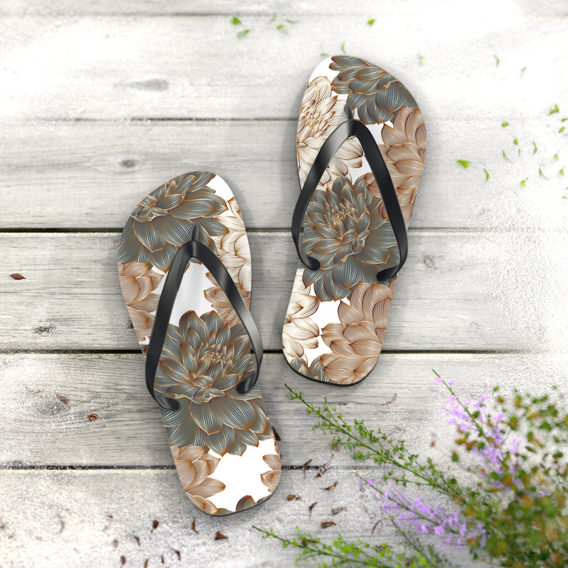 Floral-Inspired Flip Flops, Summer Sandals, Vacation Footwear, Casual Slippers image 14