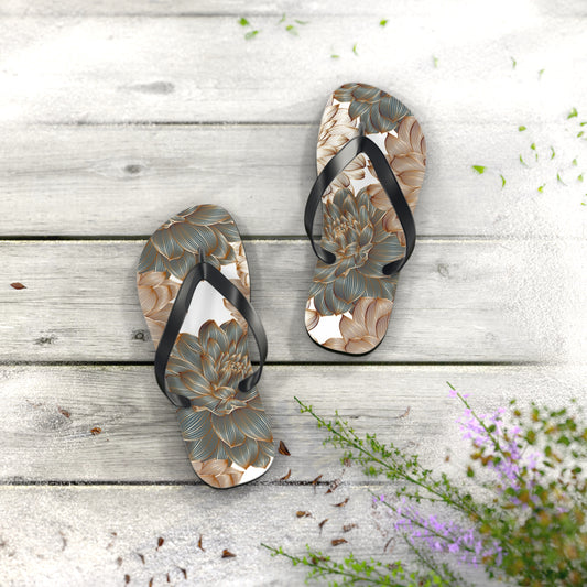 Floral-Inspired Flip Flops, Summer Sandals, Vacation Footwear, Casual Slippers image 1