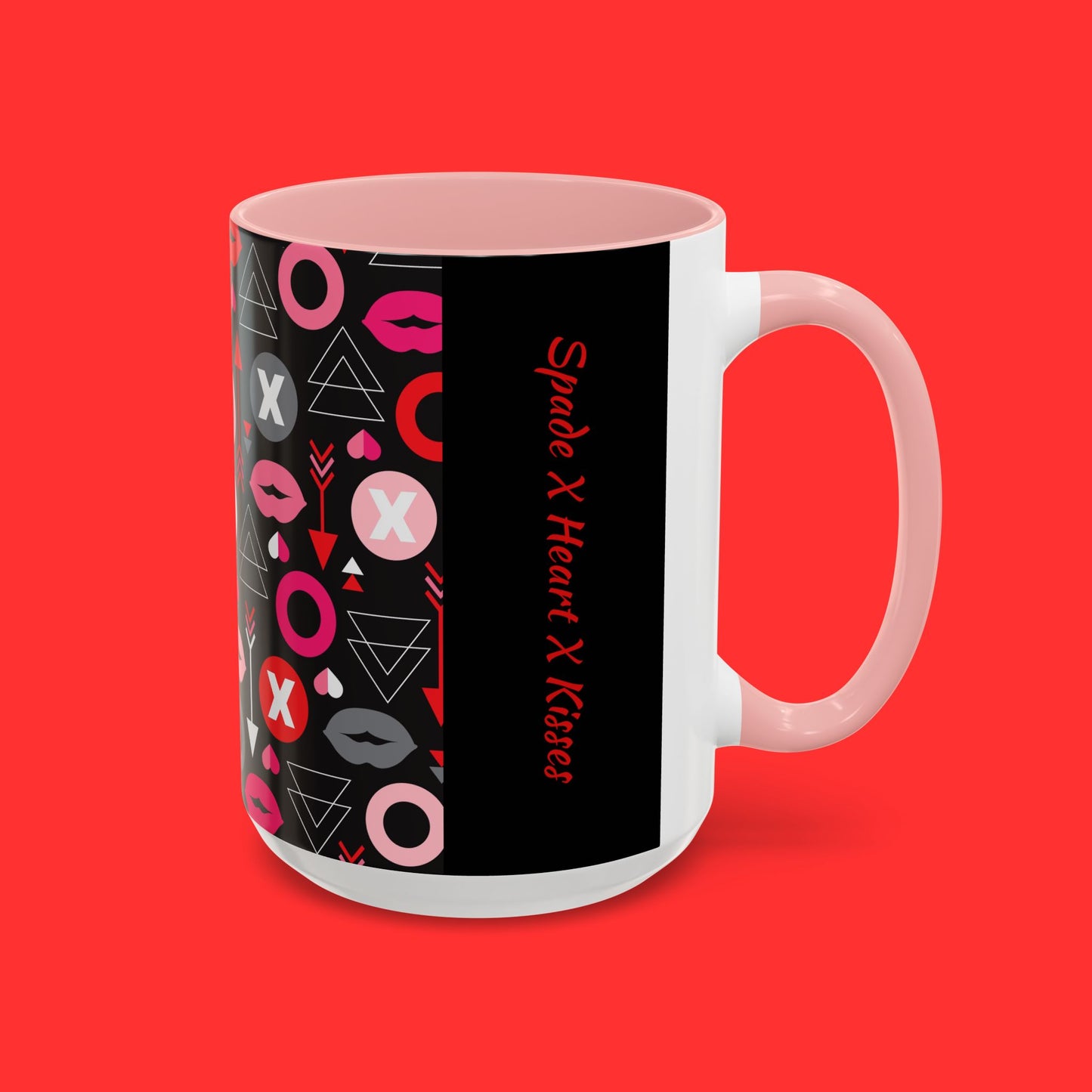 Kisses & X’s Pattern Coffee Mug — Romantic Valentine Accent Mug (11/15oz)