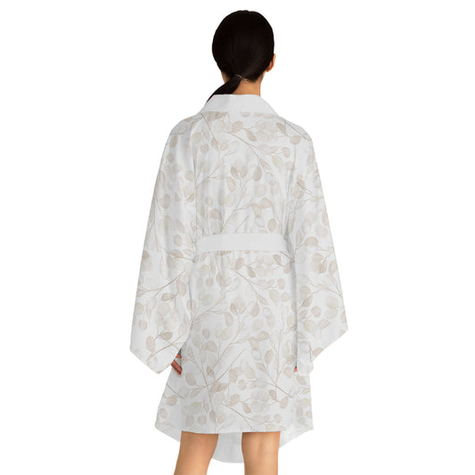 Elegant Floral Long Sleeve Kimono Robe, Lightweight Loungewear, Gift for Her image 1