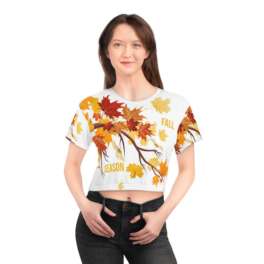 Fall Leaves Crop Tee - Cozy Outfits, Perfect For Nature Lovers. image 0