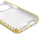 Floral Phone Case with card holder, yellow daisy design, durable polycarbonate, slim and lightweight protective cover
