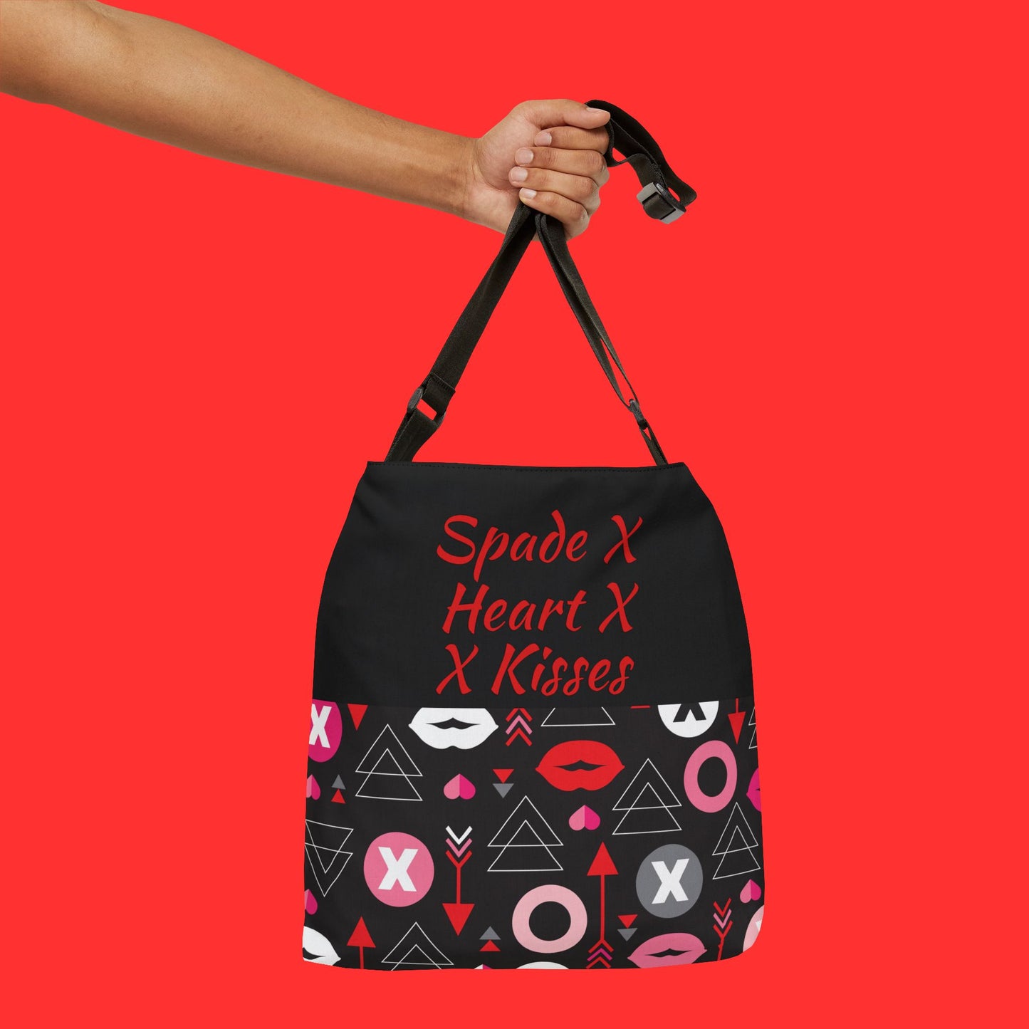 'Spade X Heart X Kisses' Patterned Valentine's Crossbody Tote
