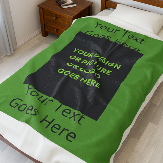 Personalized This Velveteen Plush Blanket With Your Text & Image