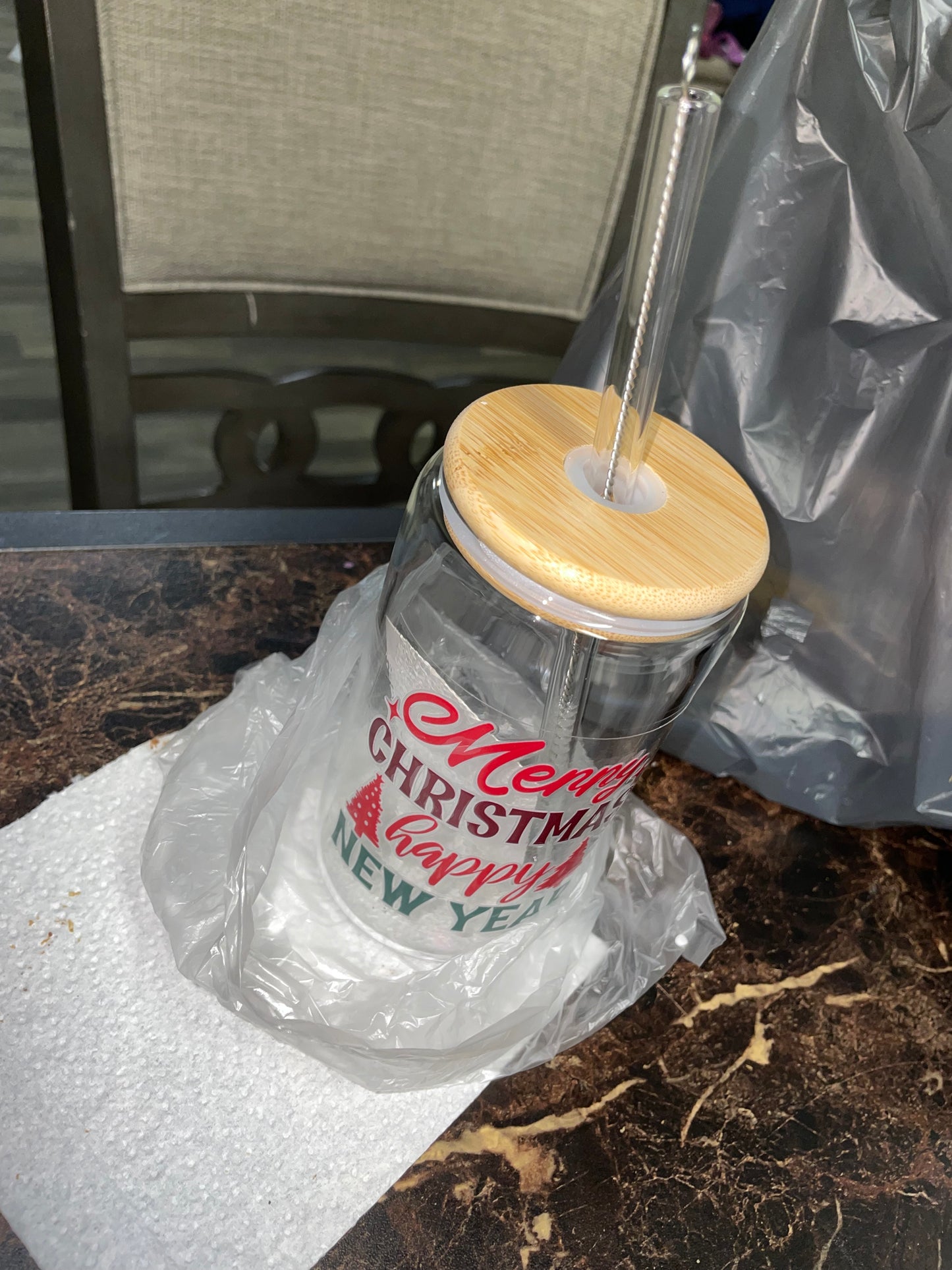 Custom Glass Cup Tumbler With Religious Uv Sticker