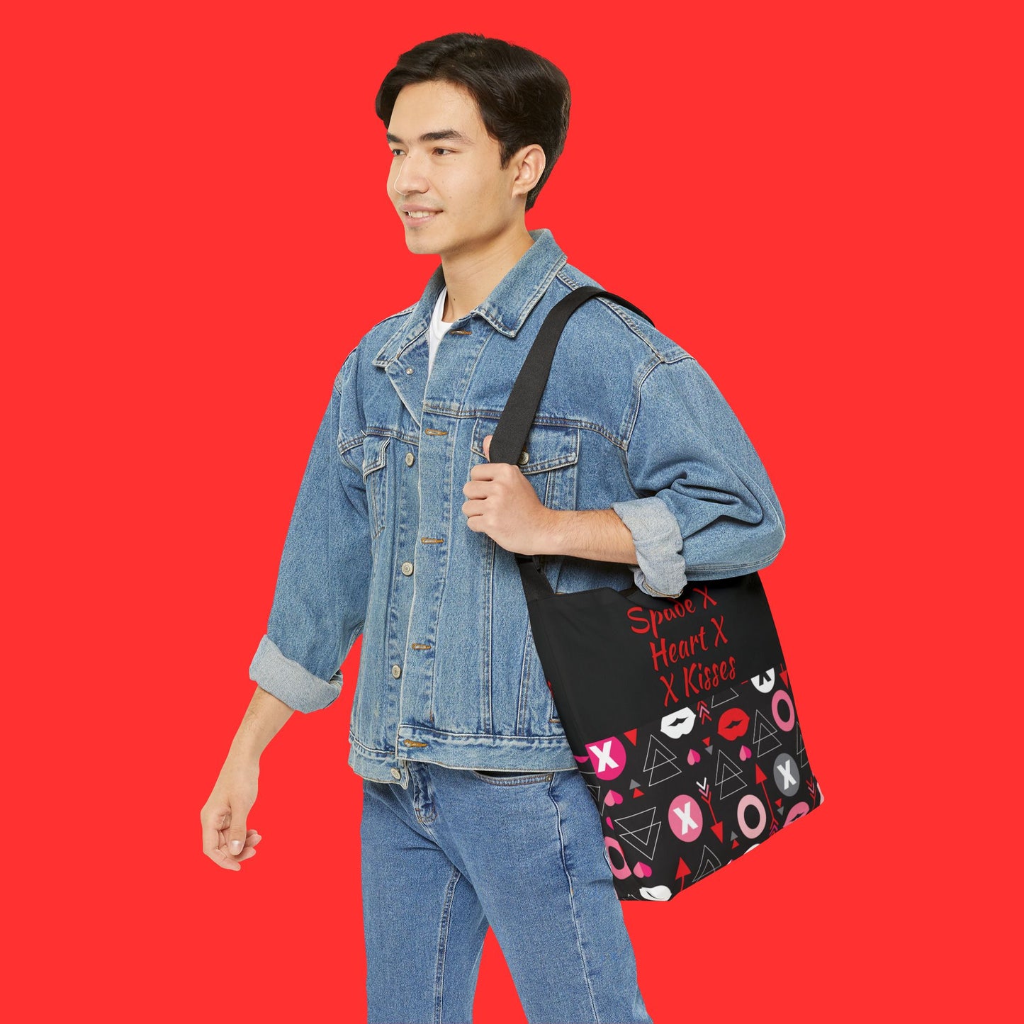 'Spade X Heart X Kisses' Patterned Valentine's Crossbody Tote