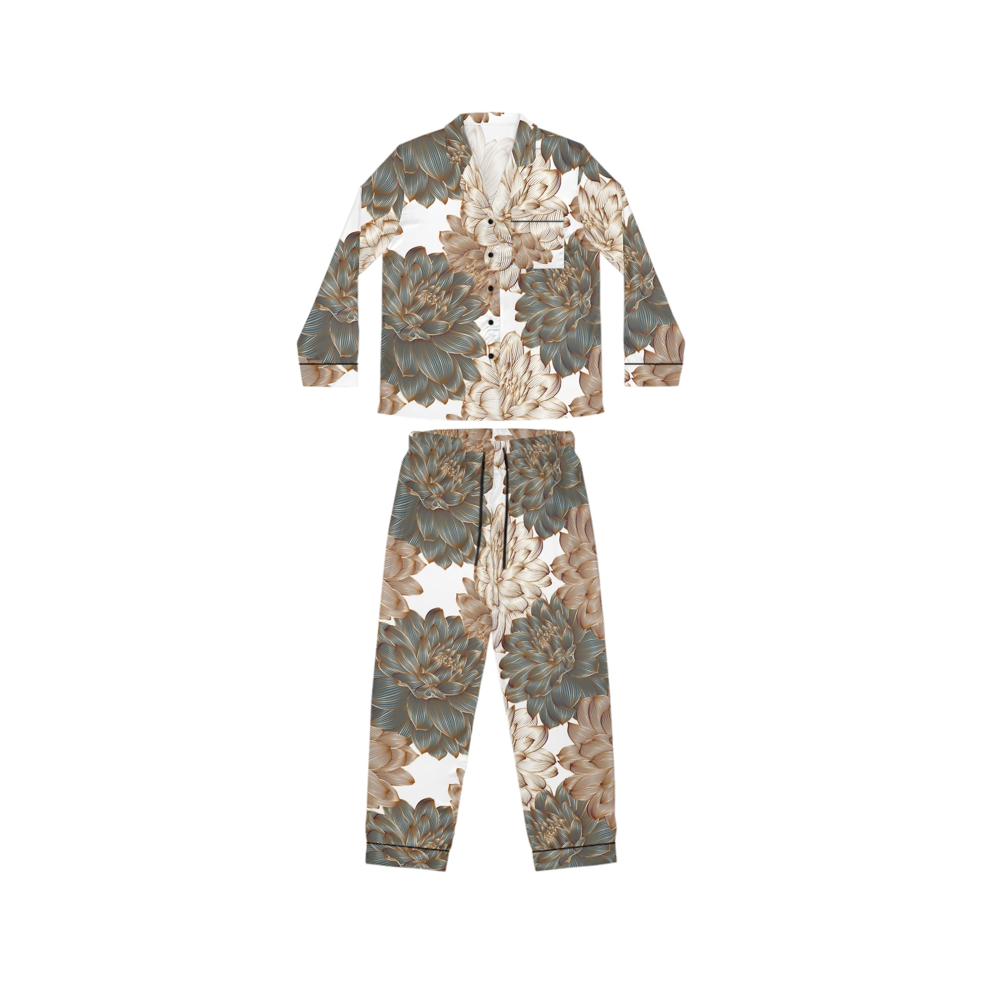 Elegant Floral Women's Satin Pajamas, Luxury Sleepwear, Perfect Gift for Her image 6