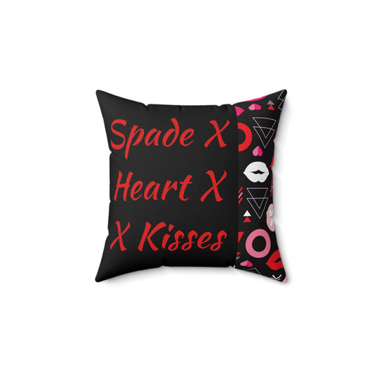 Spade, Heart & Kisses Decorative Valentine Throw Pillow