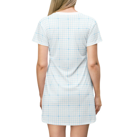 Graph & Millimeter Pattern T-Shirt Dress, Casual Summer Dress, Everyday Wear image 1