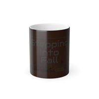 Color Morphing Mug with heat-sensitive design revealing fall-themed image on hot beverage