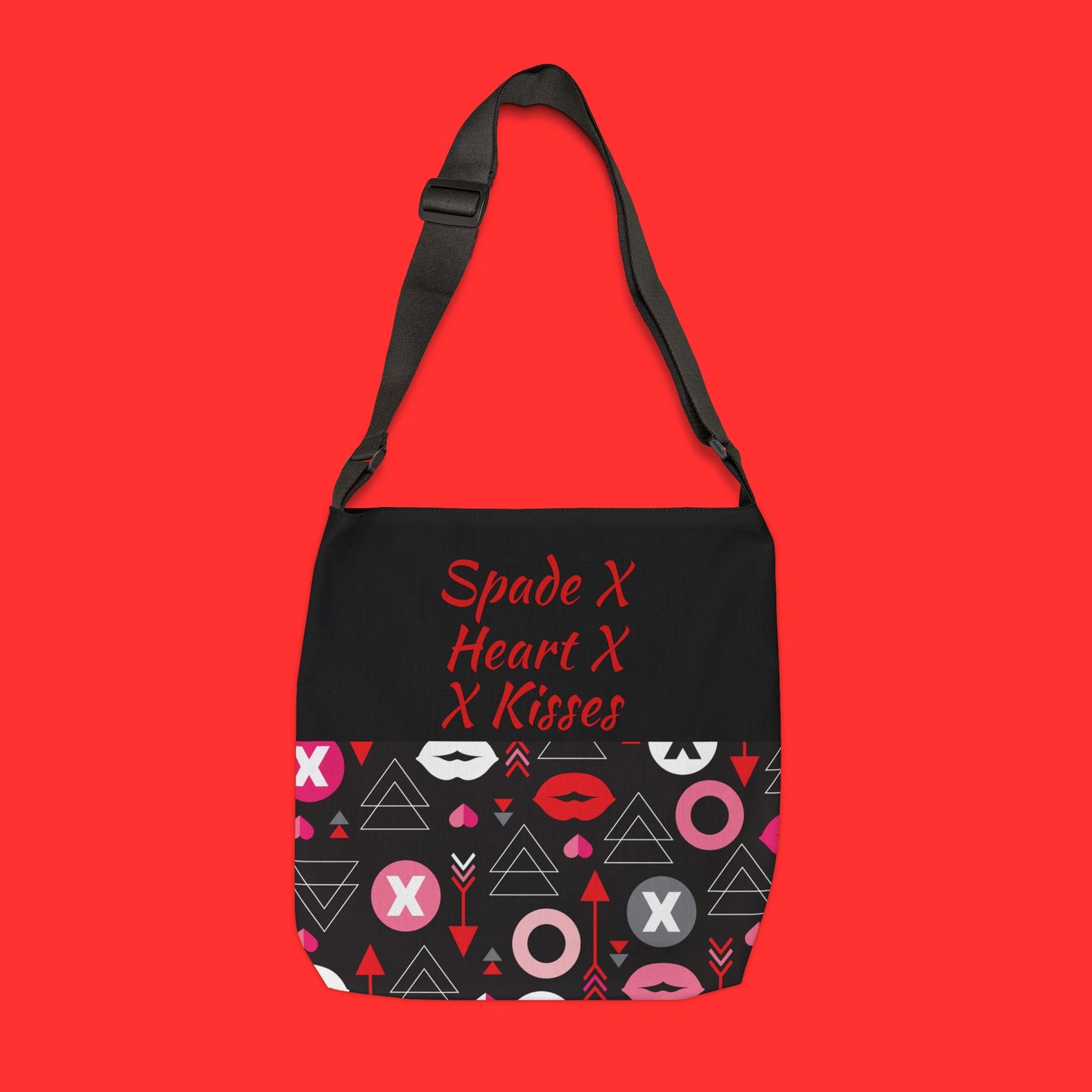 'Spade X Heart X Kisses' Patterned Valentine's Crossbody Tote