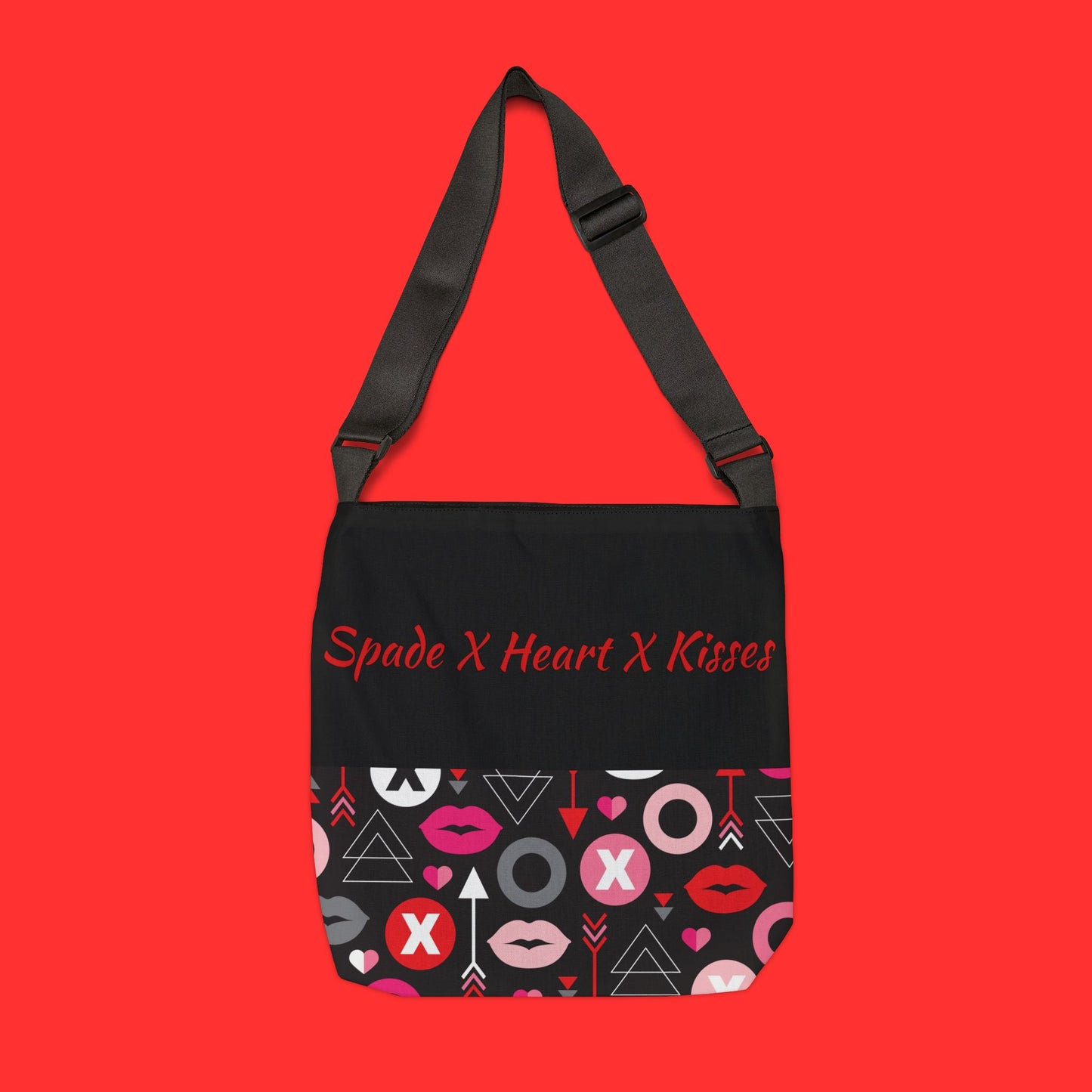 'Spade X Heart X Kisses' Patterned Valentine's Crossbody Tote