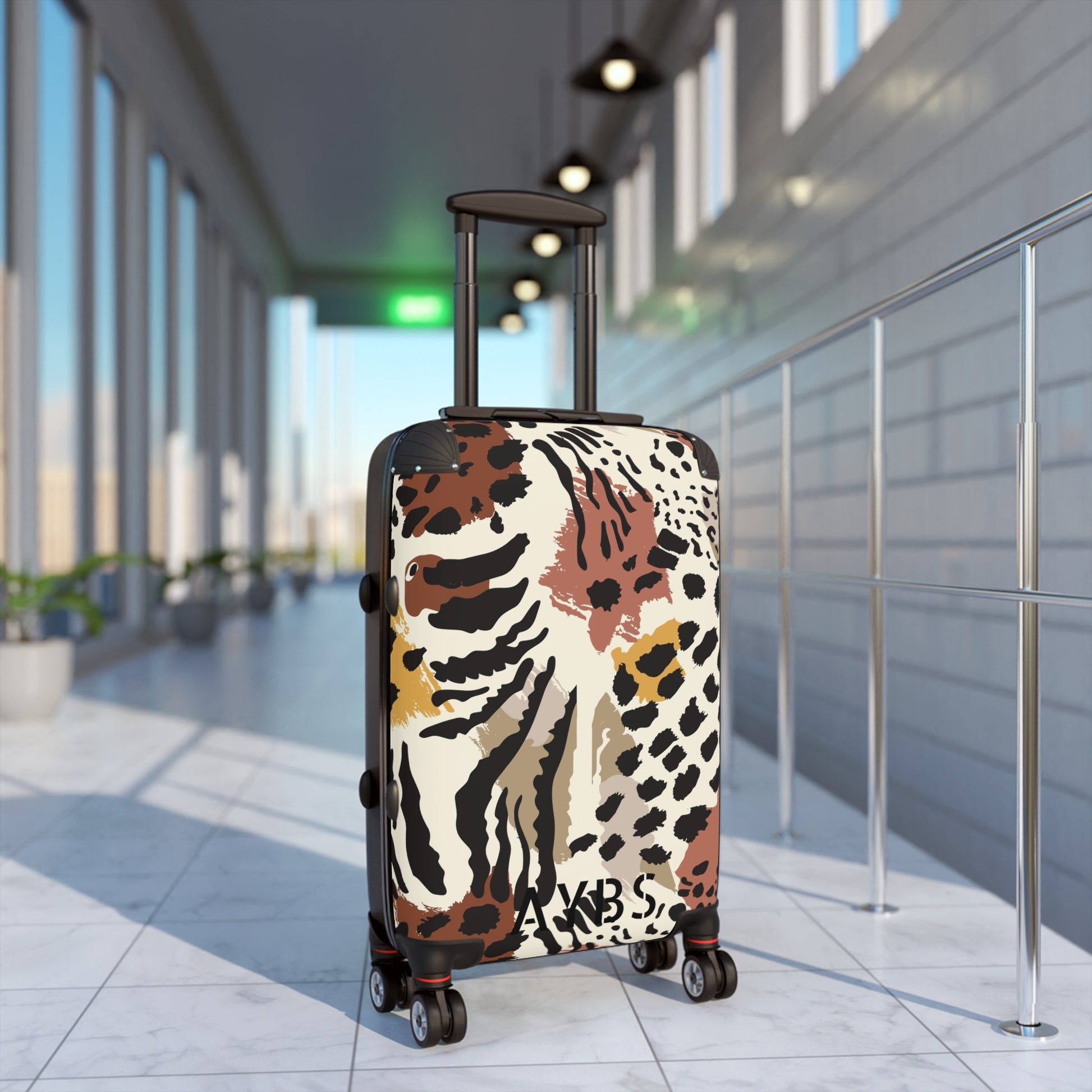 Animal Print Suitcase | Unique Gift for Travelers | Black and Purple Design image 0
