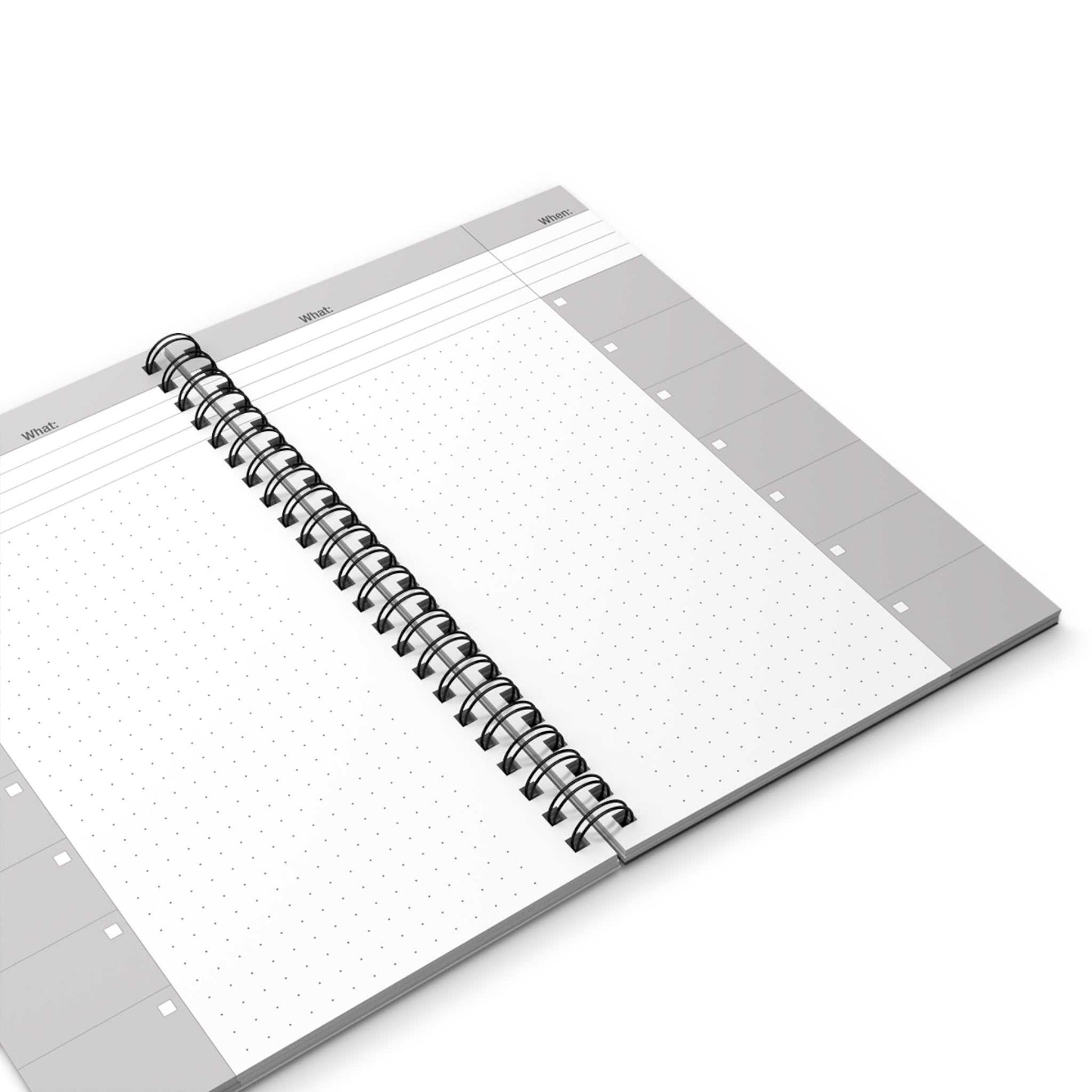 Bold Stylz Spira open spiral notebook with dotted and lined pages, durable semi-gloss laminated cover, ideal for journaling and organizing ideas
