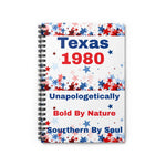 Texas theme inspired spiral notebook with patriotic star design and bold text cover