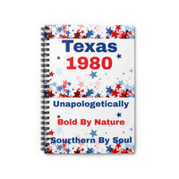 Texas theme inspired spiral notebook with patriotic star design and bold text cover