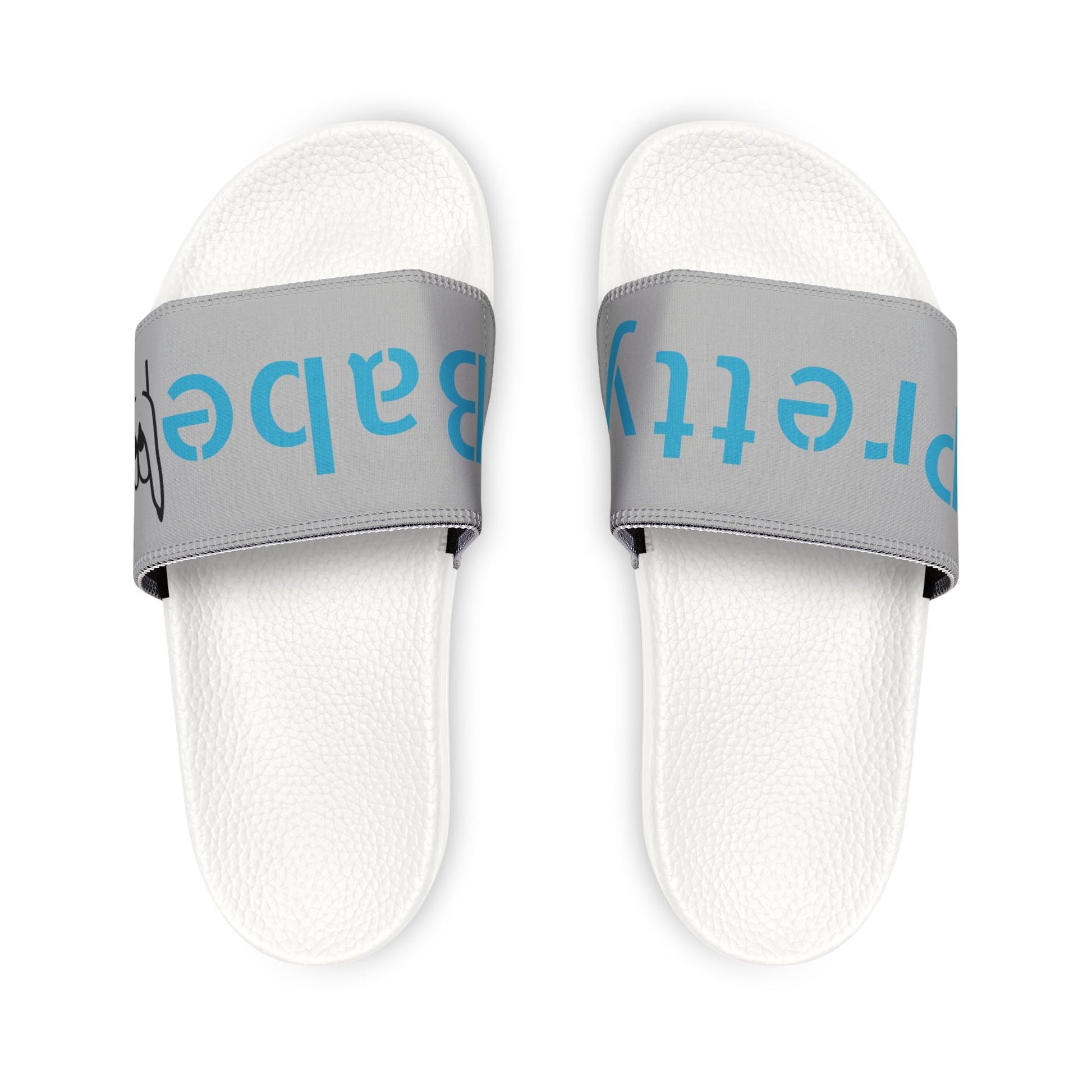 Women's removable-strap slide sandals with customizable neoprene and polyester straps and white polyurethane outsoles