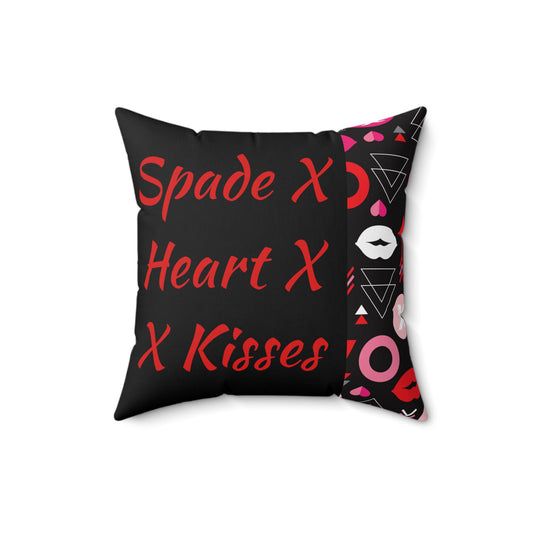 Spade, Heart & Kisses Decorative Valentine Throw Pillow