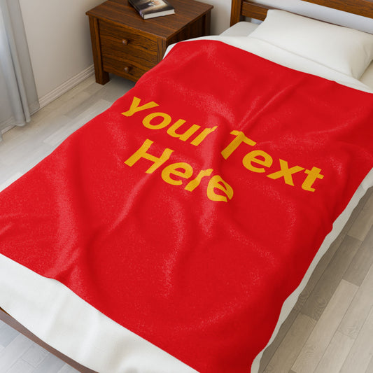 Personalize This Red Velveteen Plush Blanket With Your Own Thing