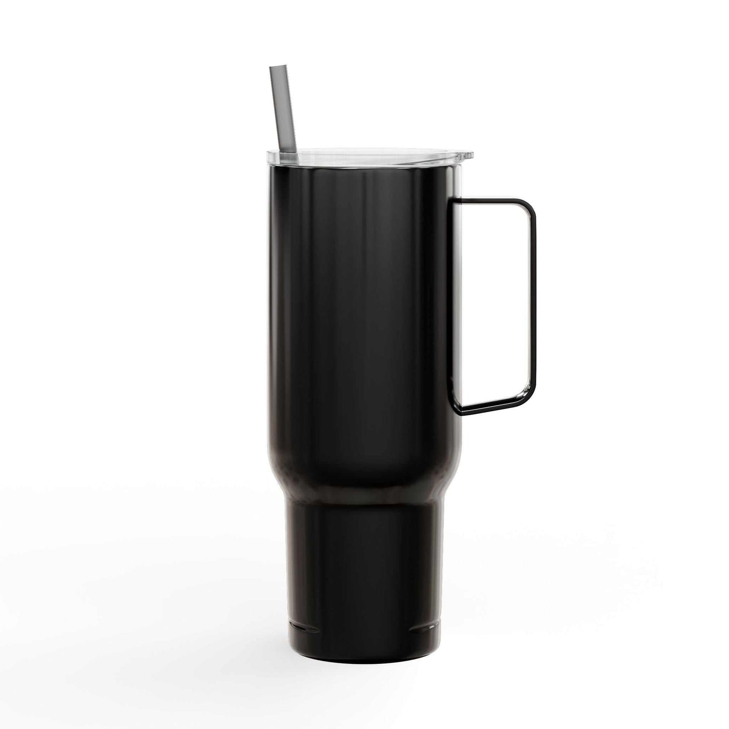 Cozy Vibes Insulated Tumbler black 40oz travel mug with handle and straw