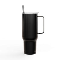 Cozy Vibes Insulated Tumbler black 40oz travel mug with handle and straw