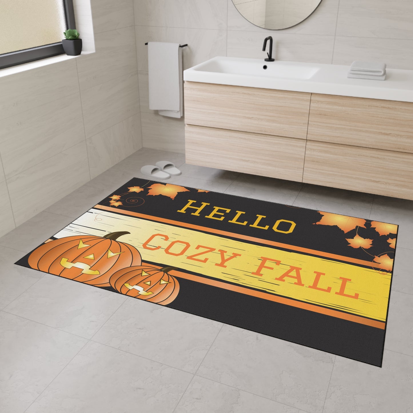 Autumn Leaves Floor Mat, Seasonal Home Decor, Outdoor Rug image 0