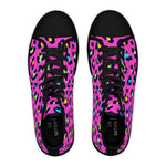 Trendy leopard print women's high top sneakers with colorful design and black toe caps