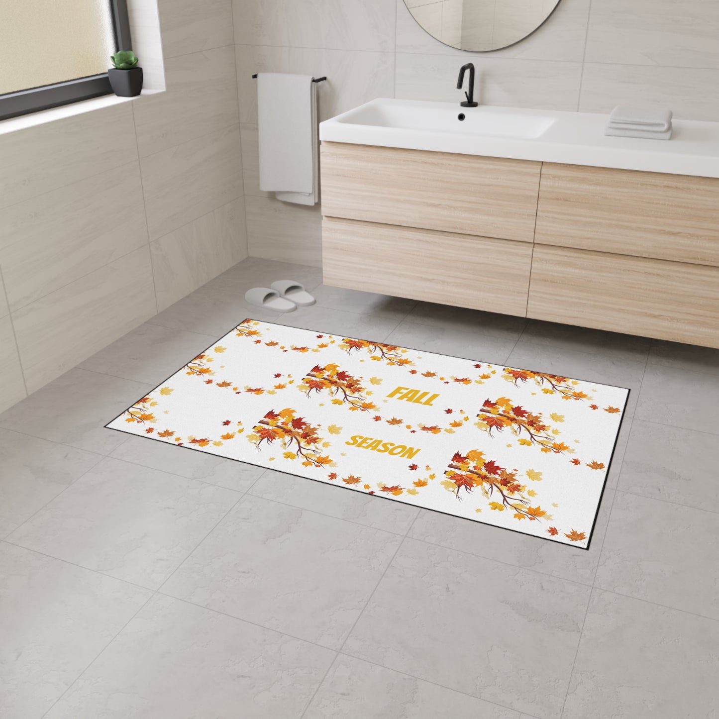 Autumn Leaves Floor Mat, Seasonal Home Decor, Fall Welcome Mat, Outdoor Rug image 3