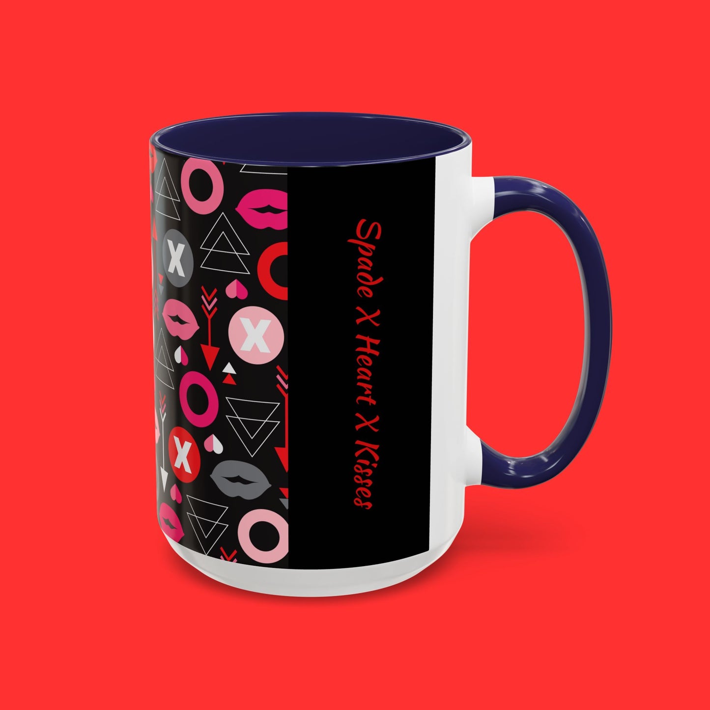 Kisses & X’s Pattern Coffee Mug — Romantic Valentine Accent Mug (11/15oz)