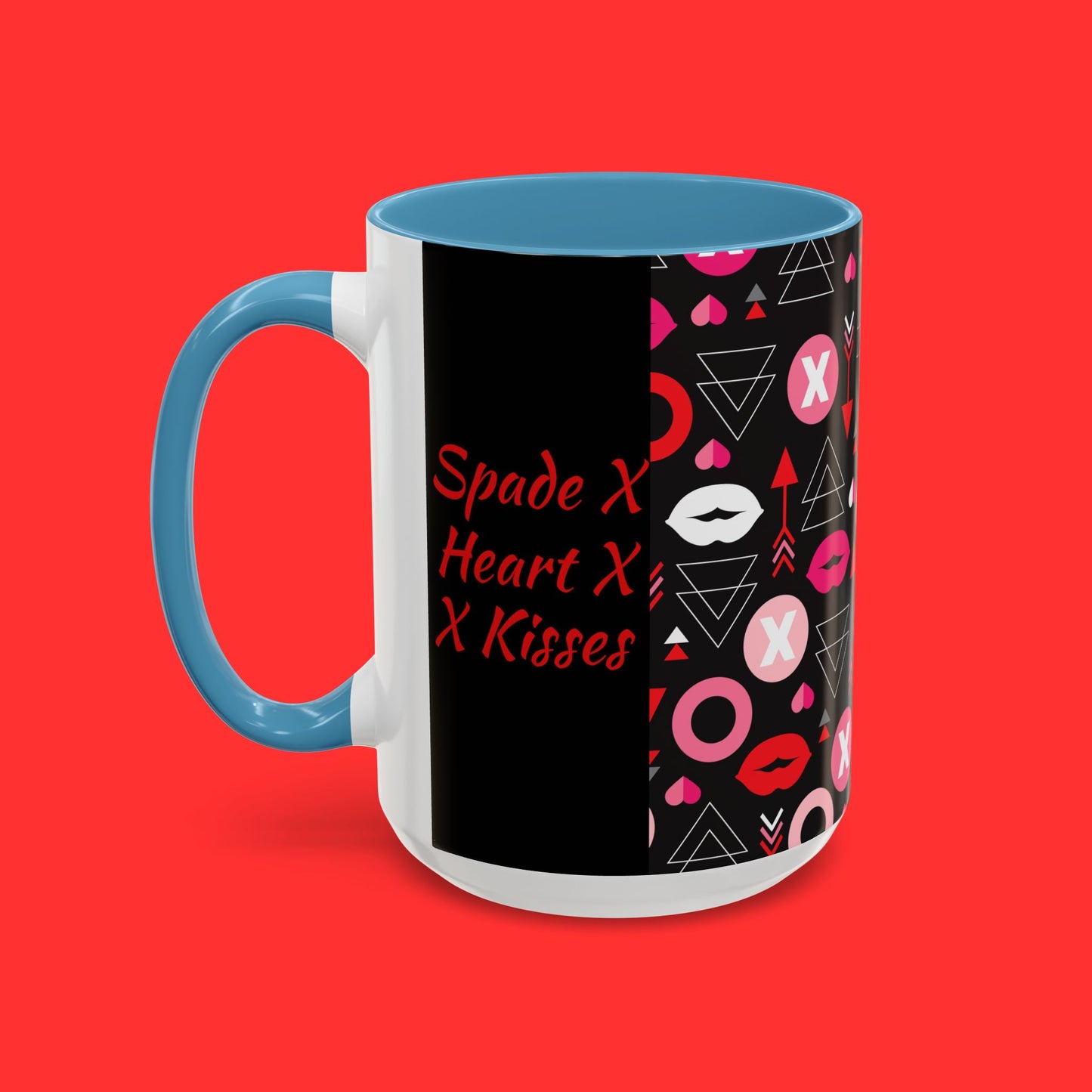 Kisses & X’s Pattern Coffee Mug — Romantic Valentine Accent Mug (11/15oz)