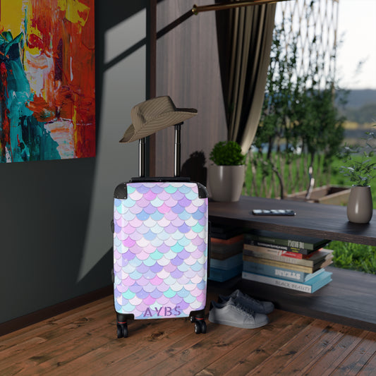 Shell Pattern Suitcase | Unique Gift for Travelers | Black and Purple Design image 0