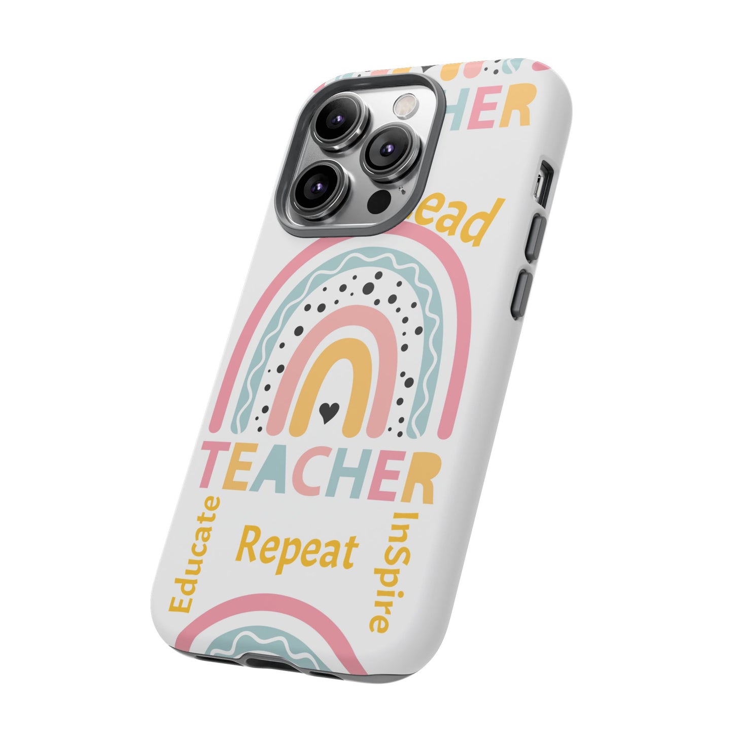 Teacher Phone Case - Inspire, Lead, Educate - Cute Rainbow Design, Teacher Gift image 5