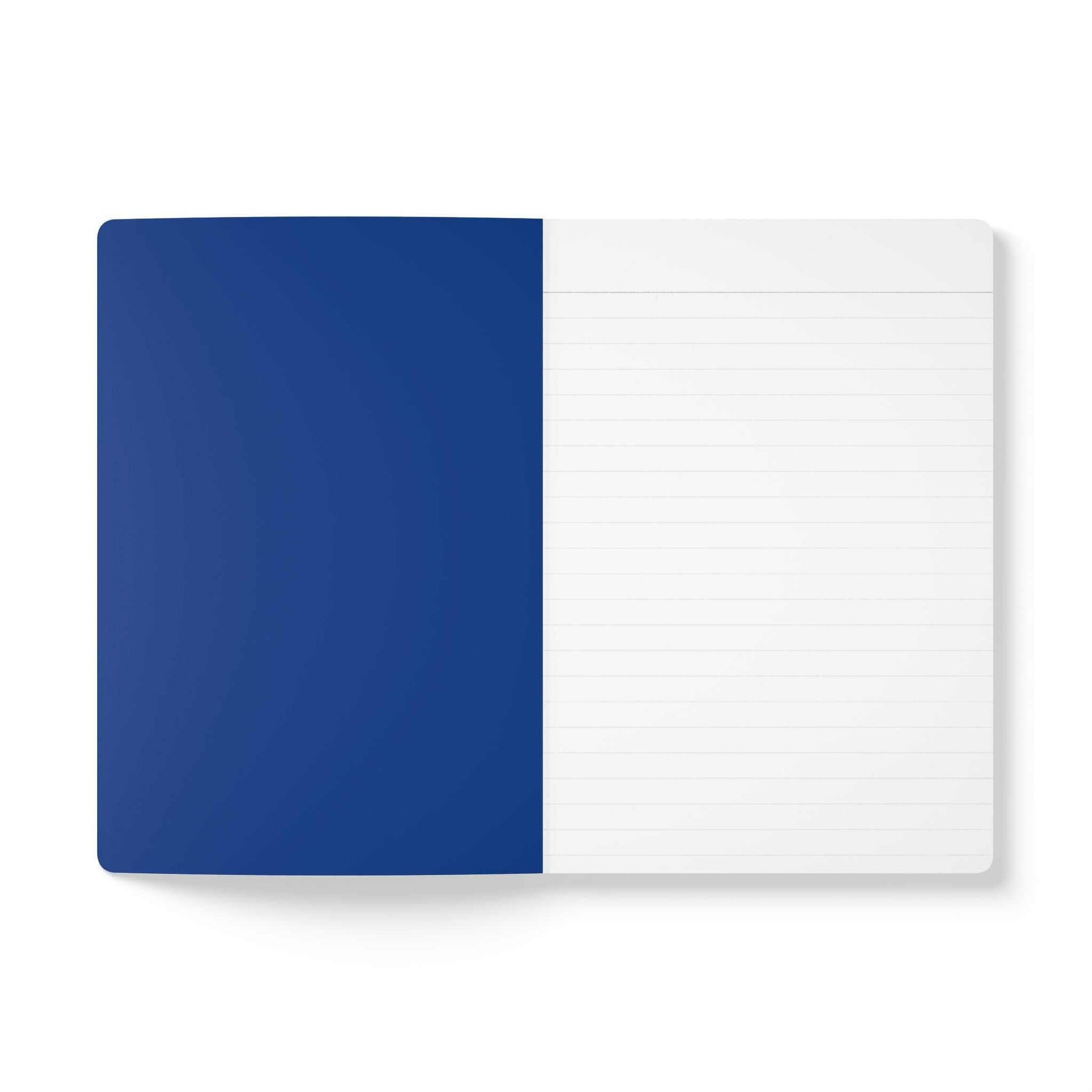 coffee-themed softcover journal with vibrant blue cover and lined perforated pages for note-taking and gifting coffee lovers
