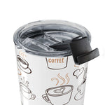 20oz Coffee Theme Tumbler stainless steel with double-wall insulation and clear push lid