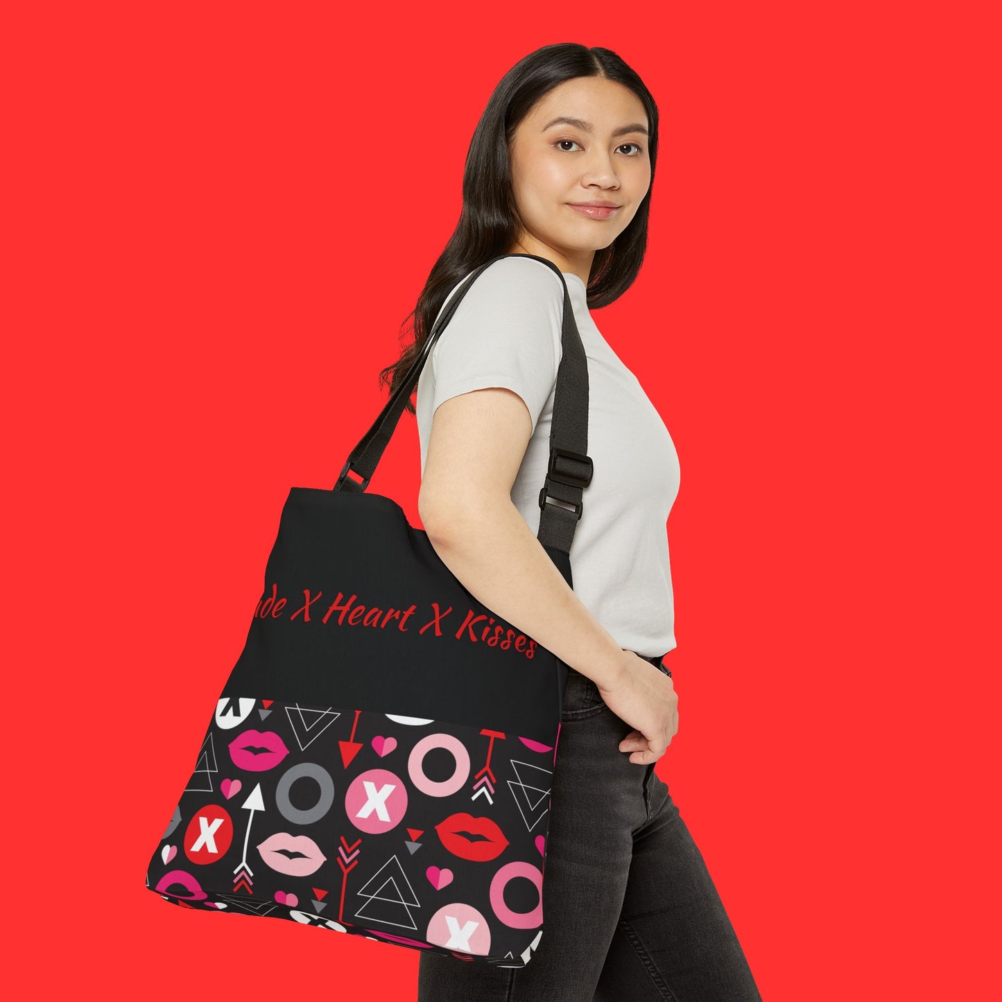 'Spade X Heart X Kisses' Patterned Valentine's Crossbody Tote