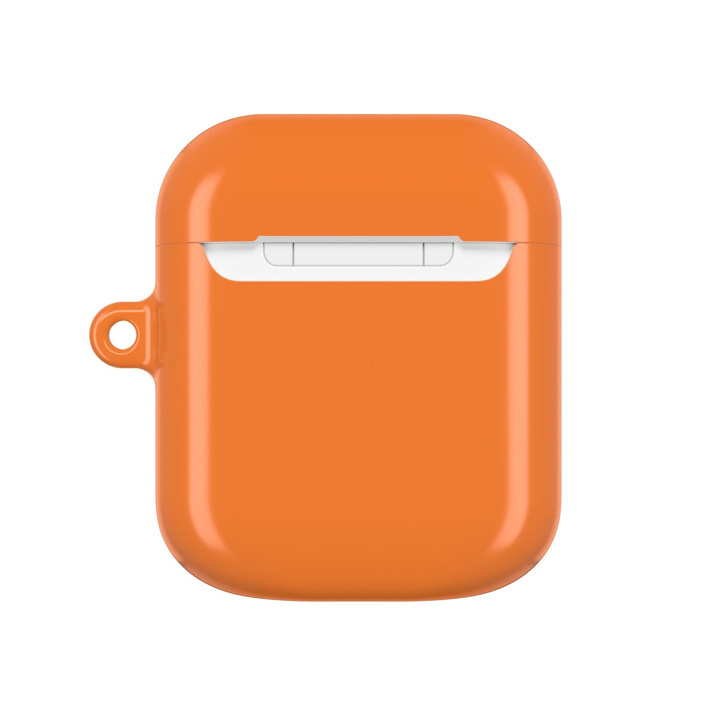 Orange glossy slim lightweight polycarbonate AirPod case with carabiner slot