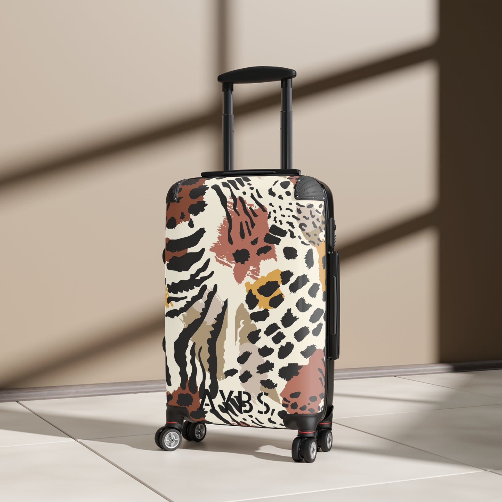 Animal Print Suitcase | Unique Gift for Travelers | Black and Purple Design image 1