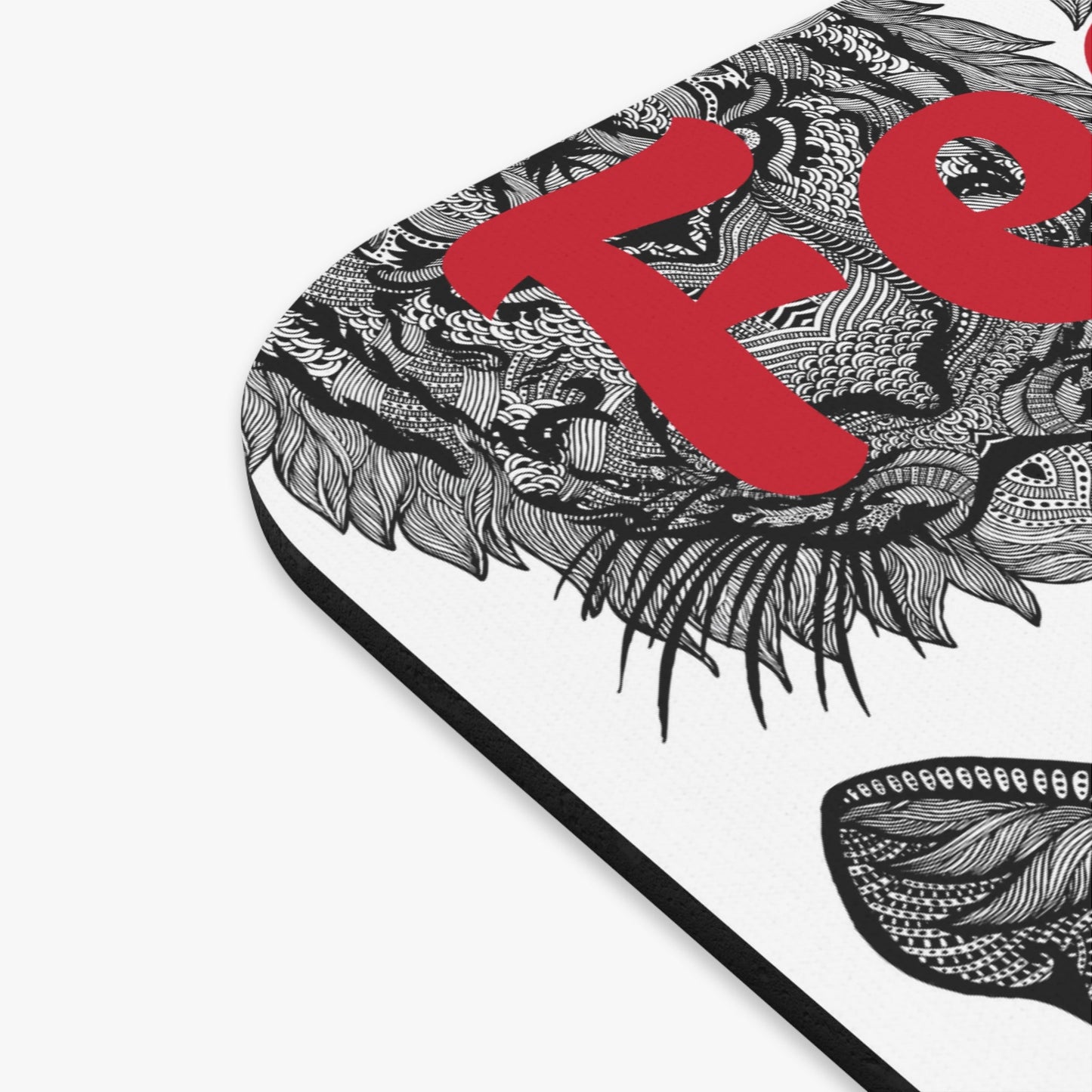 Fearless & Focused tiger design mouse pad with vibrant colors and smooth surface for office decor and motivational workspace accessory