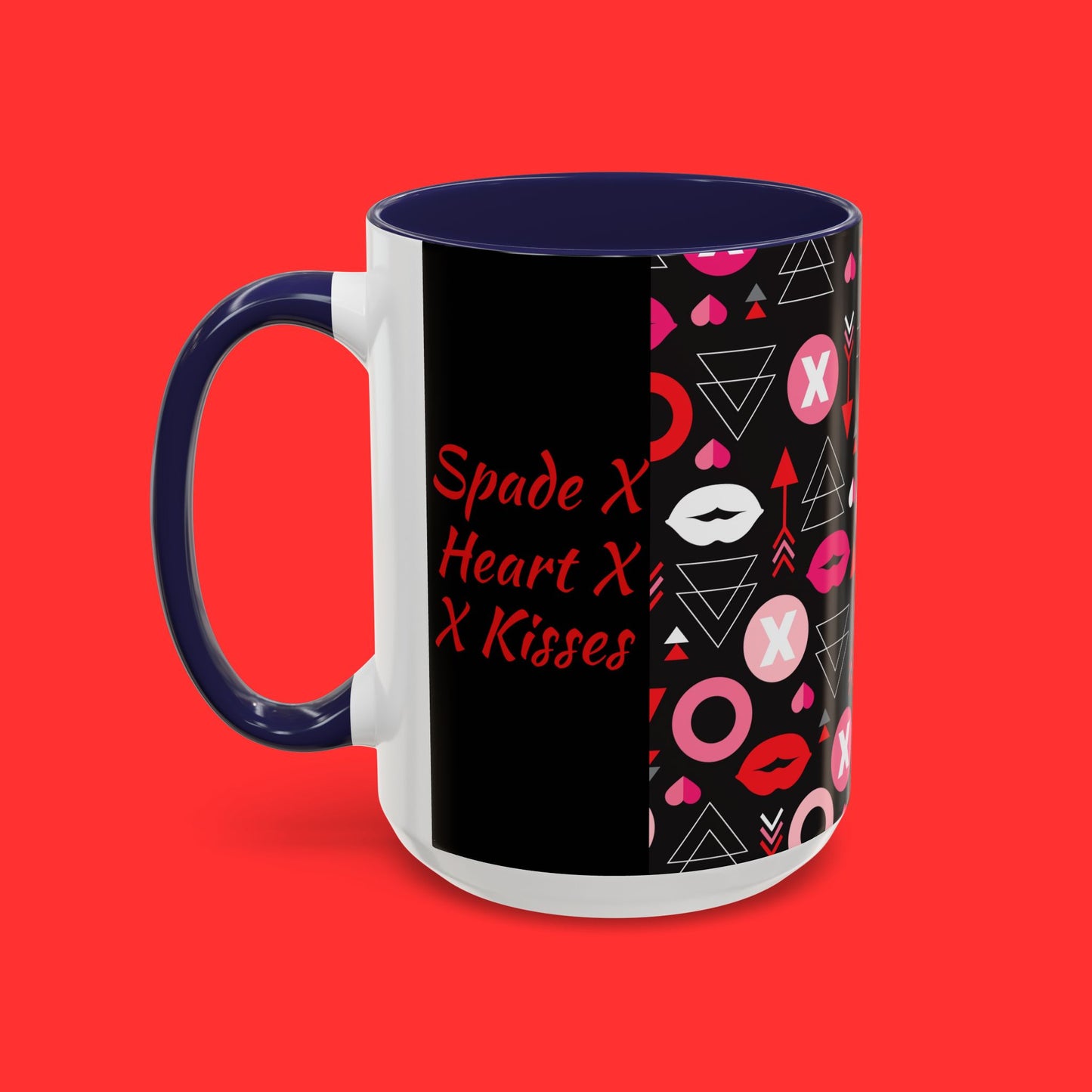 Kisses & X’s Pattern Coffee Mug — Romantic Valentine Accent Mug (11/15oz)