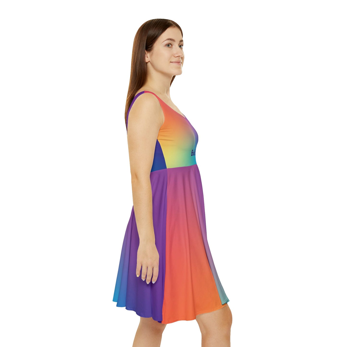 Bold and Vibrant Women's Skater Dress, Colorful All Over Print image 3