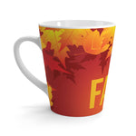 Fall Latte Mug with autumn leaves design, 12oz microwave and dishwasher-safe coffee cup with ergonomic handle