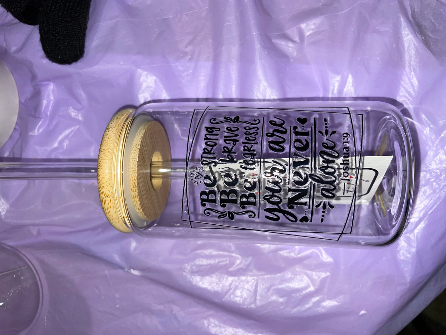 Custom Glass Cup Tumbler With Religious Uv Sticker