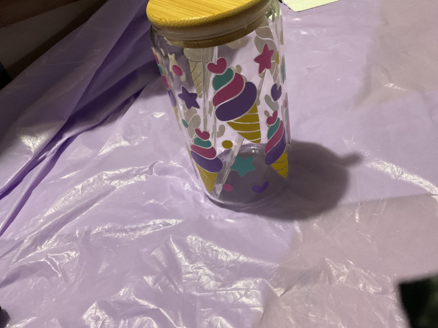Custom Glass Cup Tumbler With Religious Uv Sticker