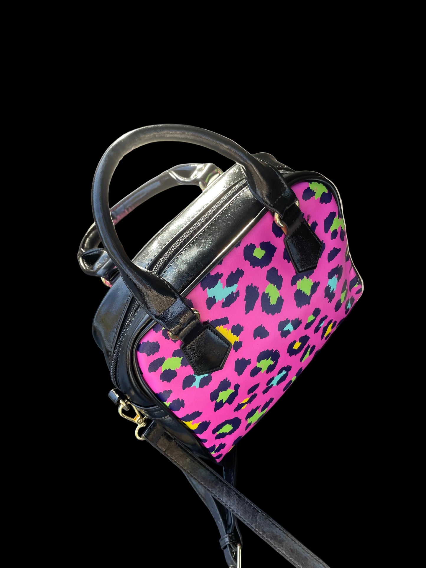 Sac à bandoulière imprimé léopard vibrant