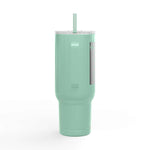 Cozy Vibes Insulated Tumbler 40oz mint green travel mug with spill-resistant lid and straw