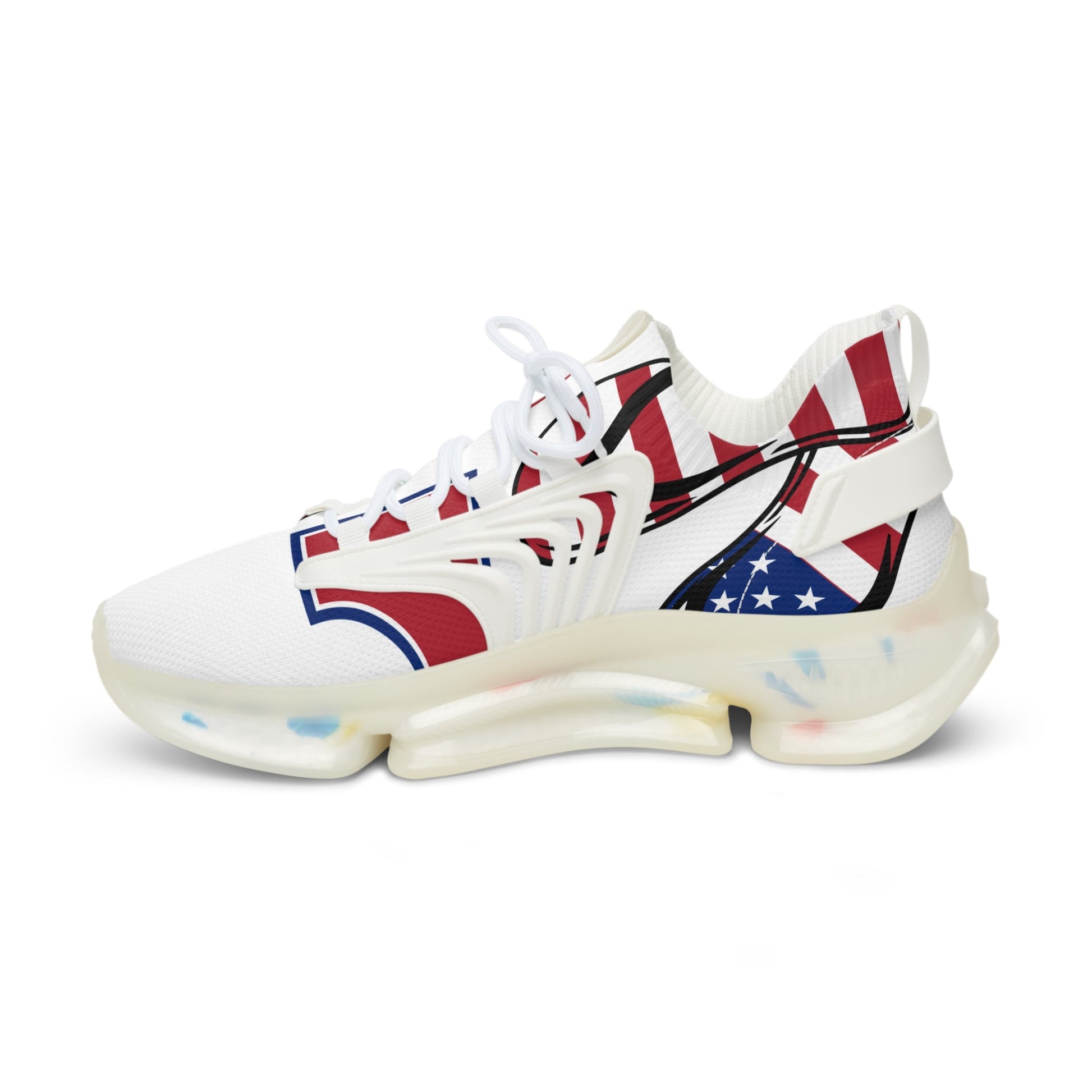 Vibrant Men's Mesh Sneakers with American flag print, lightweight breathable athletic shoes with flexible EVA sole