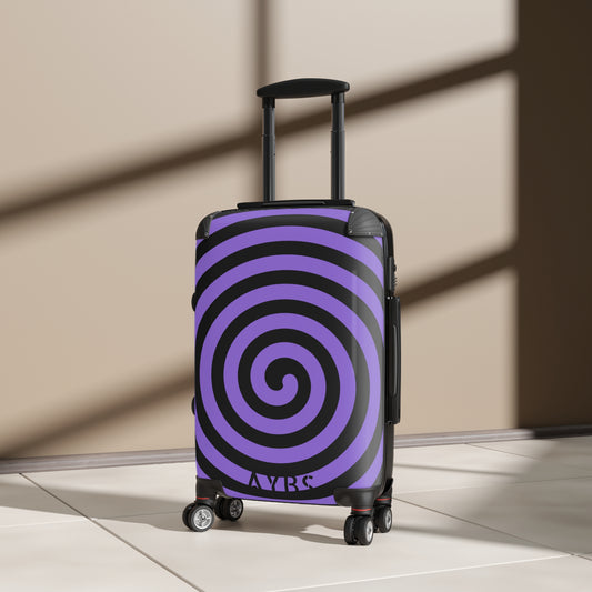 Spiral Pattern Suitcase | Unique Gift for Travelers | Black and Purple Design image 0