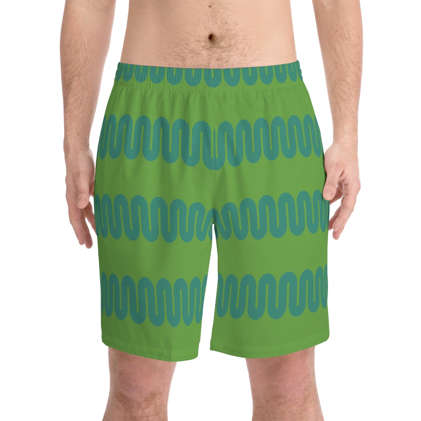 Stylish Men's Elastic Beach Shorts, Perfect for Summer Swim Trunks, AOP Design image 0